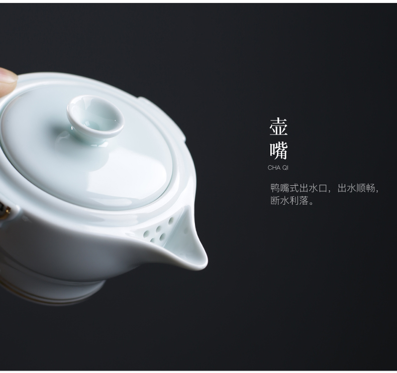 To crack a pot of three with white porcelain portable travel tea set teapot teacup ceramic fair keller