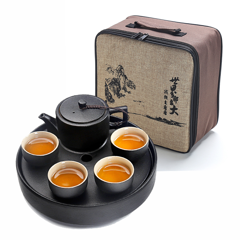 Japanese kung fu tea set travel tea set of a complete set of portable dry terms ceramic office contracted home ground