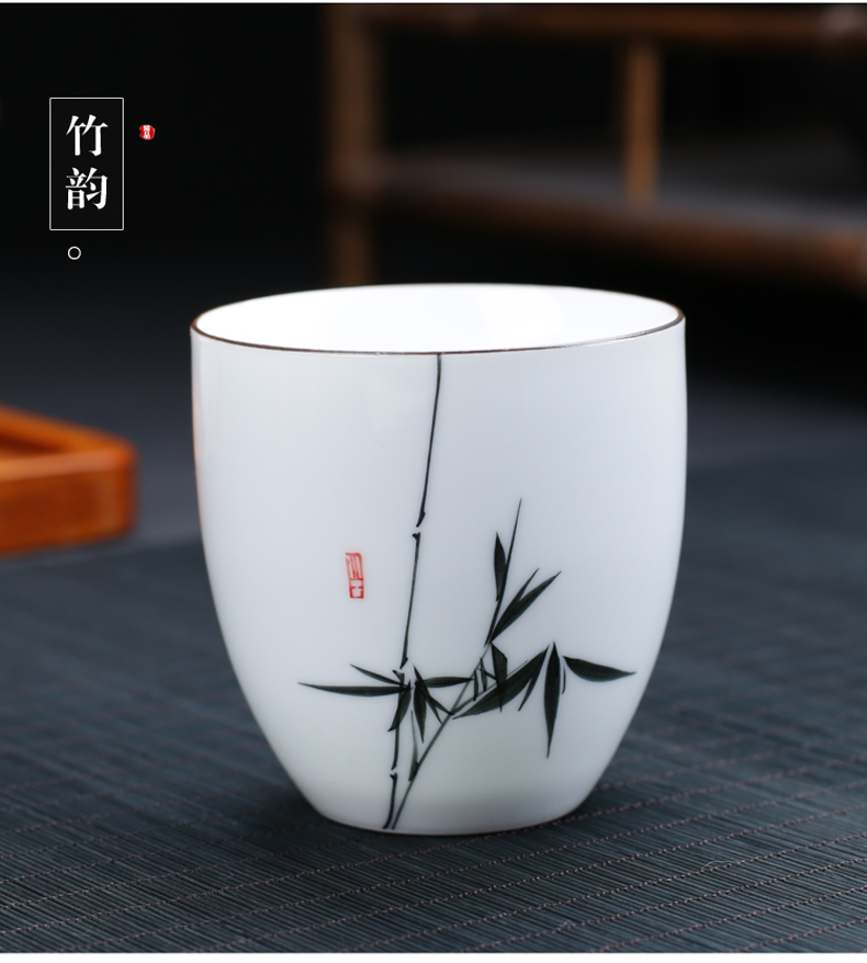 Poly real (sheng hand - made teacup single cup sample tea cup large them thin body master cup creative puer tea cups of ceramic tea set