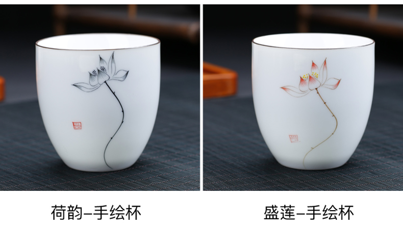 Poly real (sheng hand - made teacup single cup sample tea cup large them thin body master cup creative puer tea cups of ceramic tea set