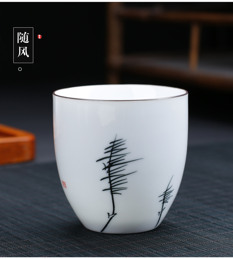 Poly real (sheng hand - made teacup single cup sample tea cup large them thin body master cup creative puer tea cups of ceramic tea set