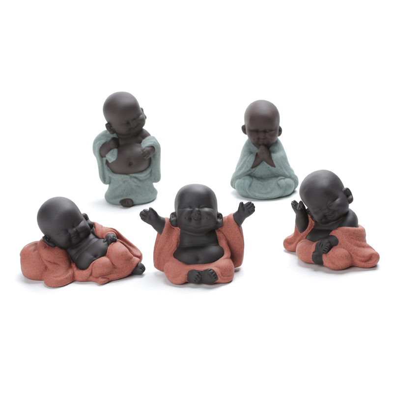Pet purple sand tea to keep smiling Buddha maitreya, the young monk furnishing articles ceramic checking quality creative tea worm play tea set with parts