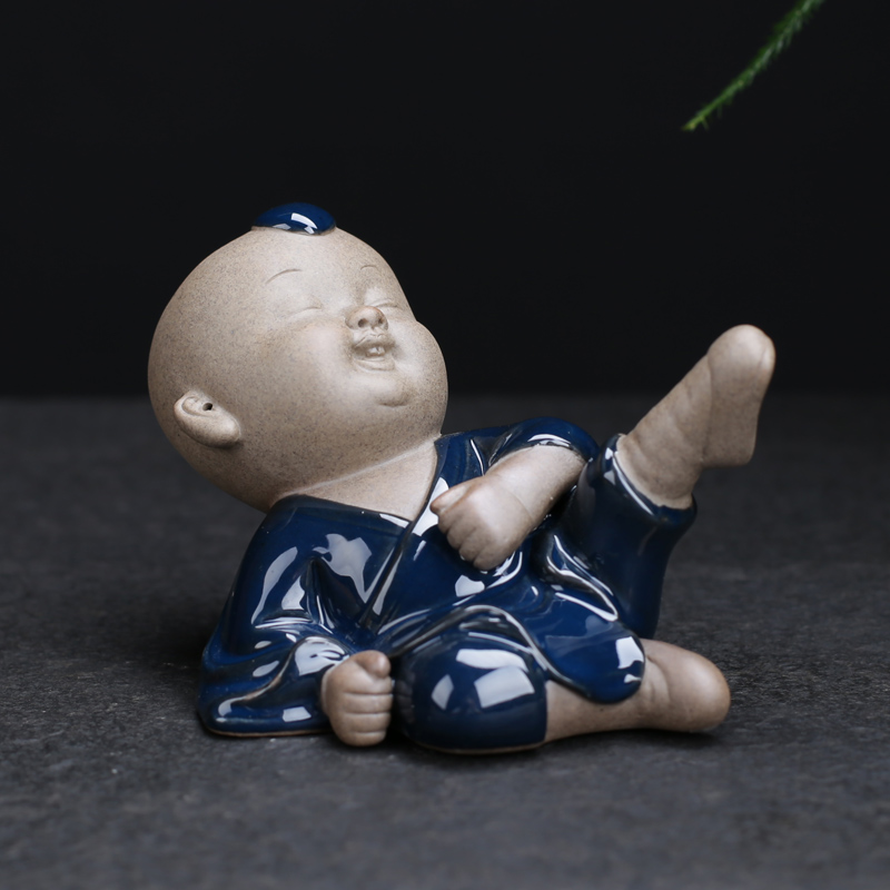 Poly real (sheng ceramic tea pet furnishing articles kung fu kid play creative monk monk character tea tea taking of spare parts