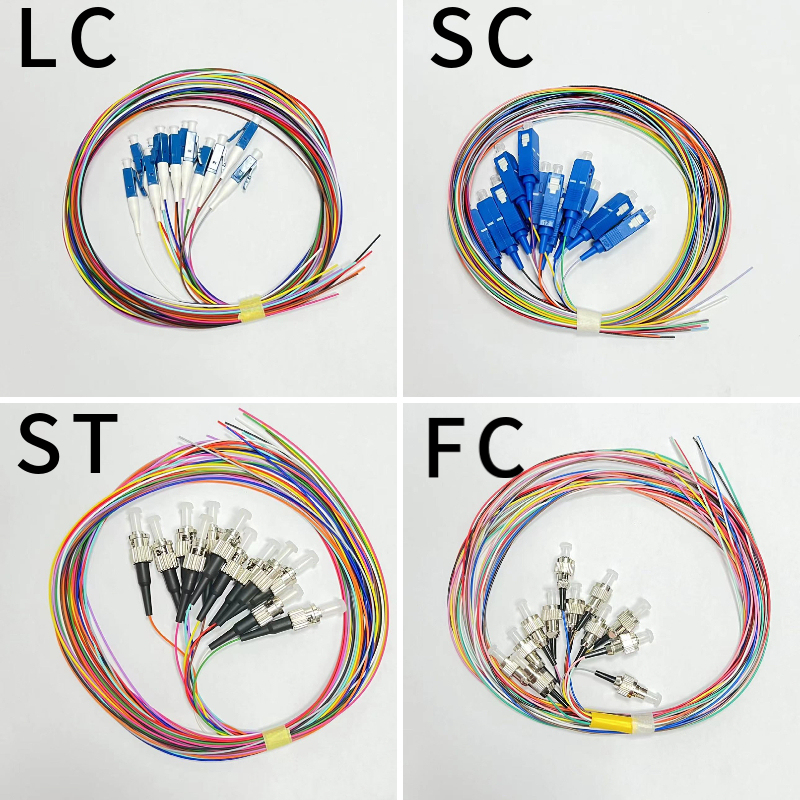 12-Core Bundle Pigtail Lc Single-Mode Fiber Optic Patch Cord 12-Color Fc/Sc Square Head Carrier-Grade Patch Cord Small Square Head Pigtail