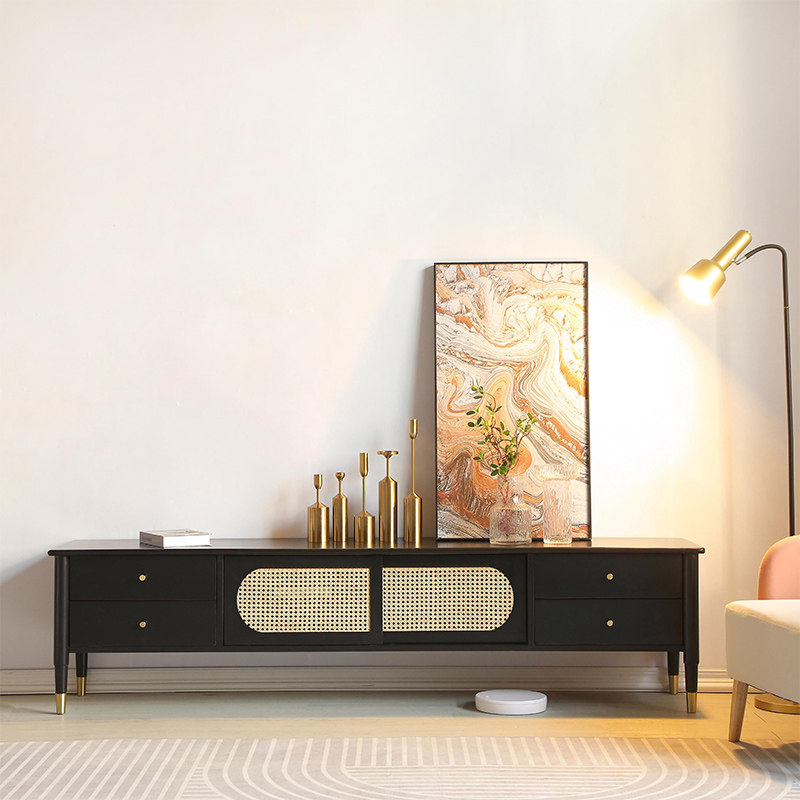 Nordic Minimalist Solid Wood TV Cabinet Style Log Floor Containing Cabinet Living-room Containing Cabinet Light Lavish Chic TV Cabinet