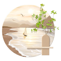 One Sails Smooth Restaurant Decoration Painting Modern Minimalist Green Plant Shelve Table Background Wall Hanging Painting Scenery Wall Painting