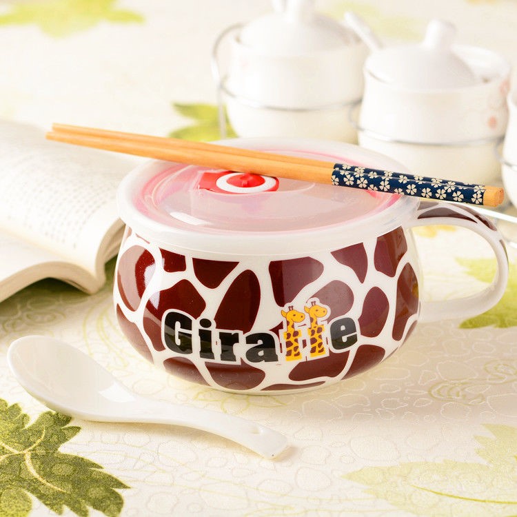 The creative ceramic bowl kitchen lovely rainbow such use large ramen noodles mercifully cup noodles lunch box Japanese tableware with cover