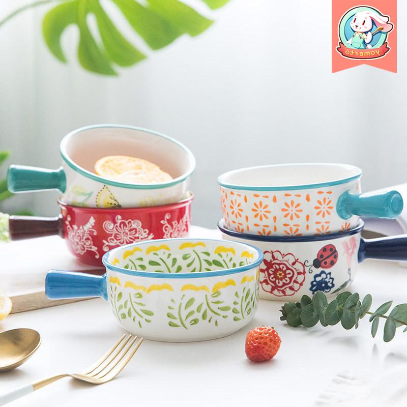 The Japanese kitchen ins web celebrity creative dishes soup bowl express single handle porridge to use ceramic home children