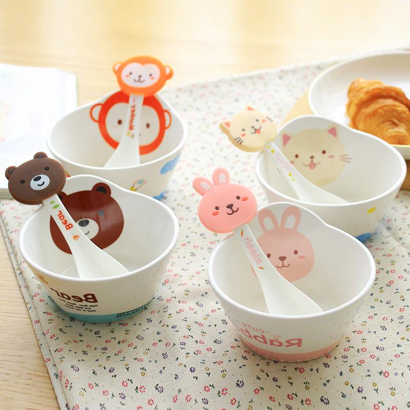 The kitchen lovely cartoon children 's individual creative small ceramic bowl bowl household tableware suit The baby to eat bread and butter