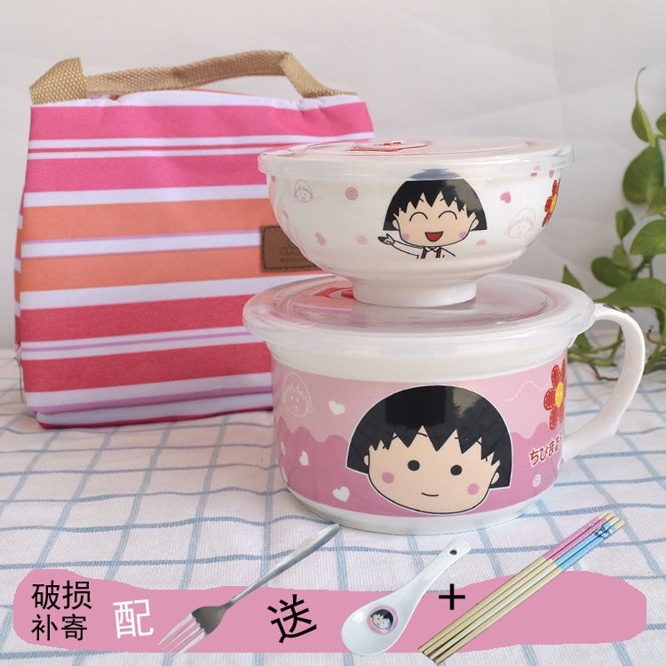 The hot kitchen ceramic terms rainbow such to use Japanese large lovely cartoon cup noodles with cover tableware lunch boxes in The bowl