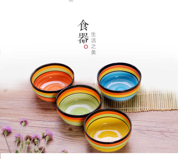 The creative fashion kitchen lovely Japanese household microwave ceramic bowl of rice bowl noodles in soup bowl tableware suit The dishes