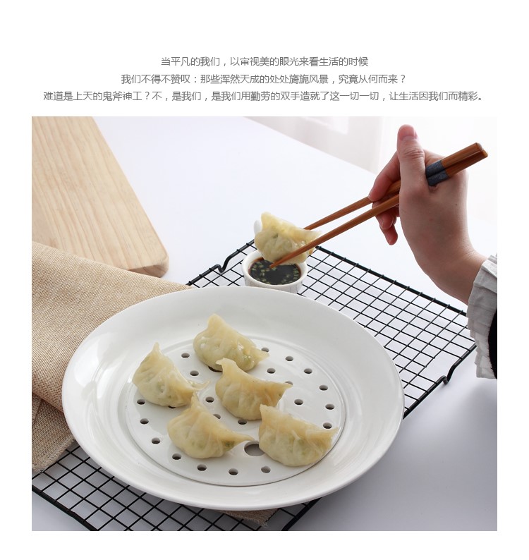 The kitchen ipads China dumplings plate waterlogging under caused by excessive rainfall double drive, dumplings plate ceramic fruit dish dish tray steamed dish of household