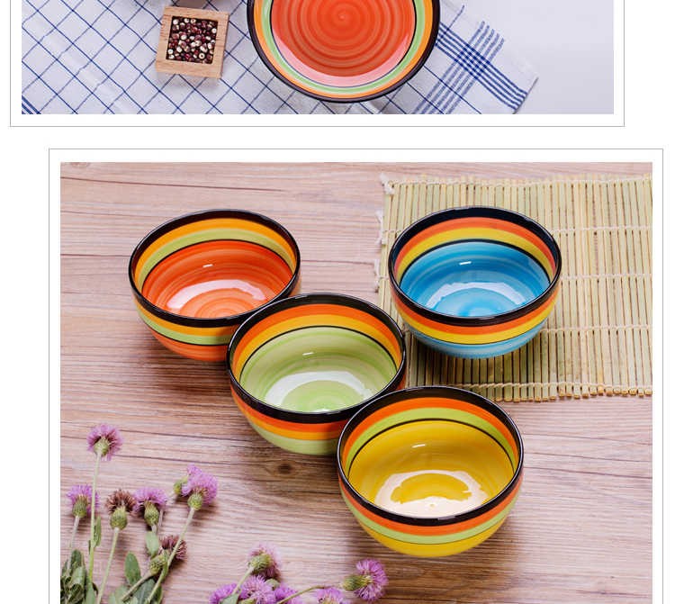 The creative fashion kitchen lovely Japanese household microwave ceramic bowl of rice bowl noodles in soup bowl tableware suit The dishes