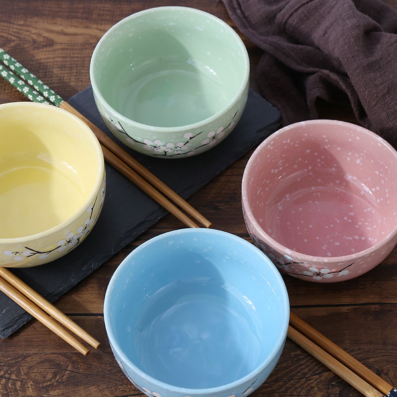 The kitchen hit four bowls of four chopsticks Japanese creative household tableware ceramic bowl set bowl chopsticks sets rice bowls of soup