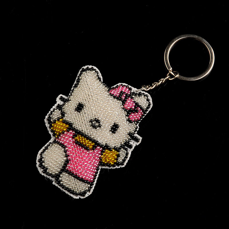 DIY cross stitch đính cườm mặt dây chuyền keychain hai mặt thêu đầy đủ đính cườm người yêu KT mèo điện thoại di động mặt dây chuyền chuỗi đồ trang trí - Công cụ & phụ kiện Cross-stitch tranh thêu chữ thập chữ nhẫn