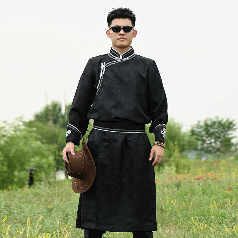 新款蒙古袍男士蒙古服🔥:日常穿搭新宠,黑与酒红演绎经典魅力!👑-其他民族服装-淘宝好物网