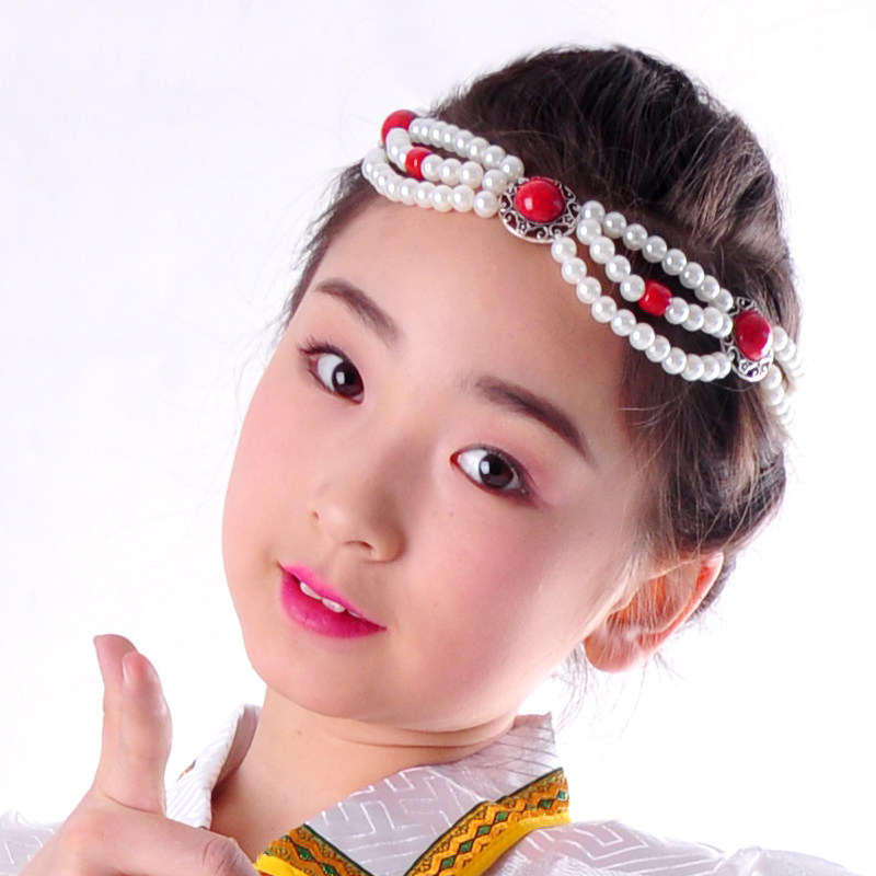 Mongolian headdress female Mongolian headdress female performance children's beaded handmade adult performance Mongolian dance headdress beads