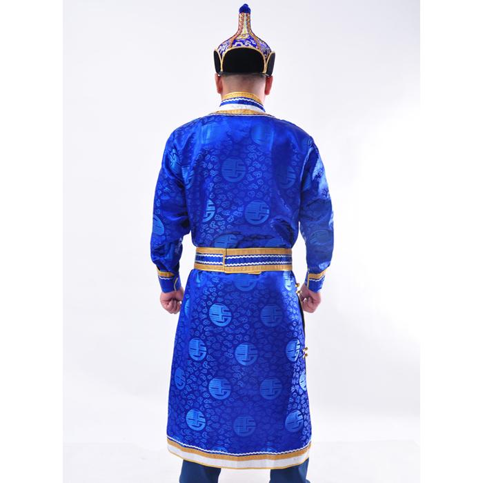 Áo choàng Mông nam dành cho người lớn cuộc sống truyền thống mặc hàng ngày của nam giới mới Nội Mông trình diễn trang phục quốc gia màu xanh gió trang phục dân tộc thái