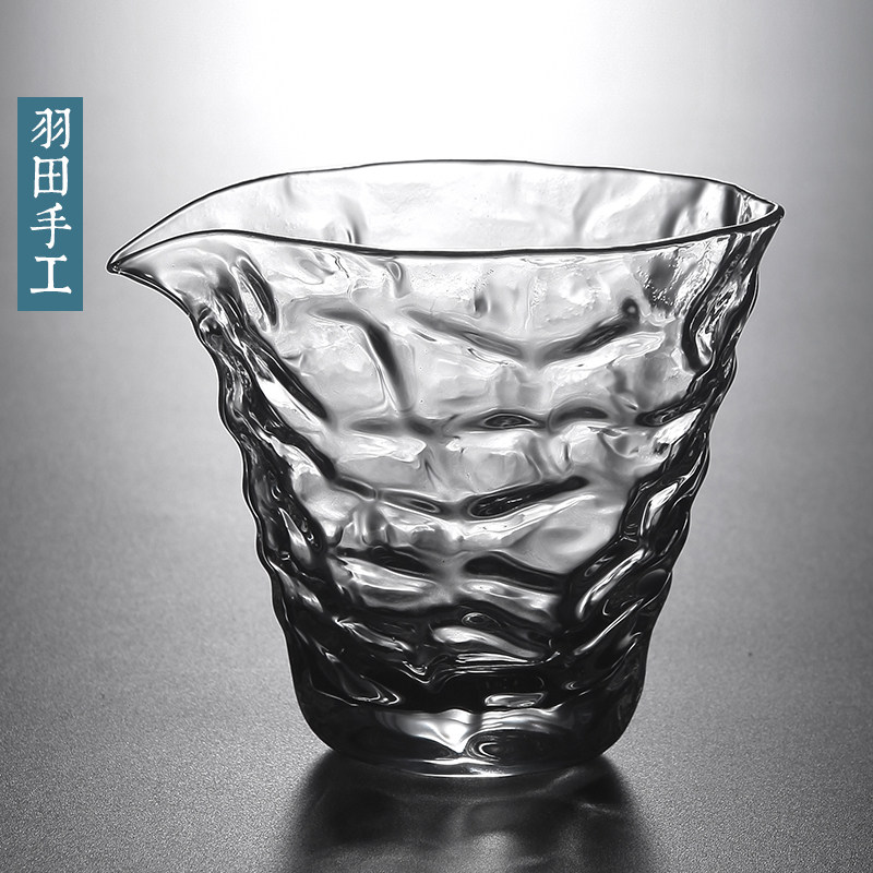 Thickened heat-resistant male cup glass tea sea fair cup transparent hammer vein sub-tea instrumental large size uniform cup korn tea accessories