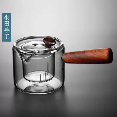 Haneda Japanese handmade heat-resistant glass teapot side handmade cooking teapot thickened high temperature tea maker kung fu tea set