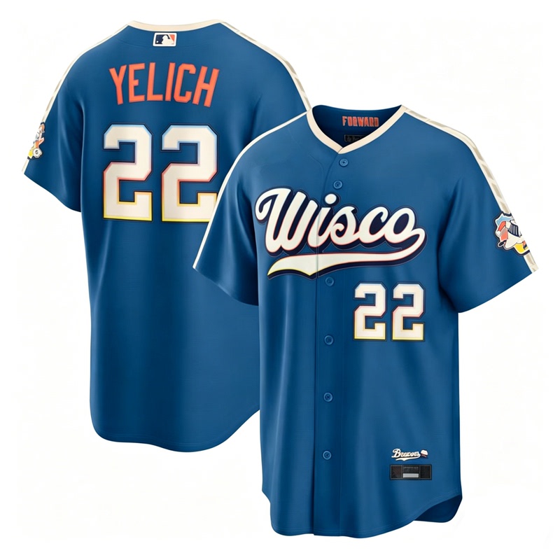 Milwaukee Brewers Men's 22 # Yelich Baseball Jersey Milwaukee Brewers Men's 22 # Yelich Baseball Jersey