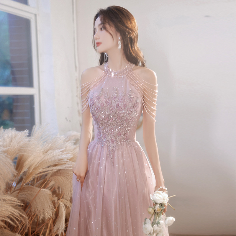 Butterfly Lady's New Summer Pink Evening Dress, Elegant Lady's Banquet Bridesmaid Engagement Birthday Host Dress Butterfly Lady's New Summer Pink Evening Dress, Elegant Lady's Banquet Bridesmaid Engagement Birthday Host Dress