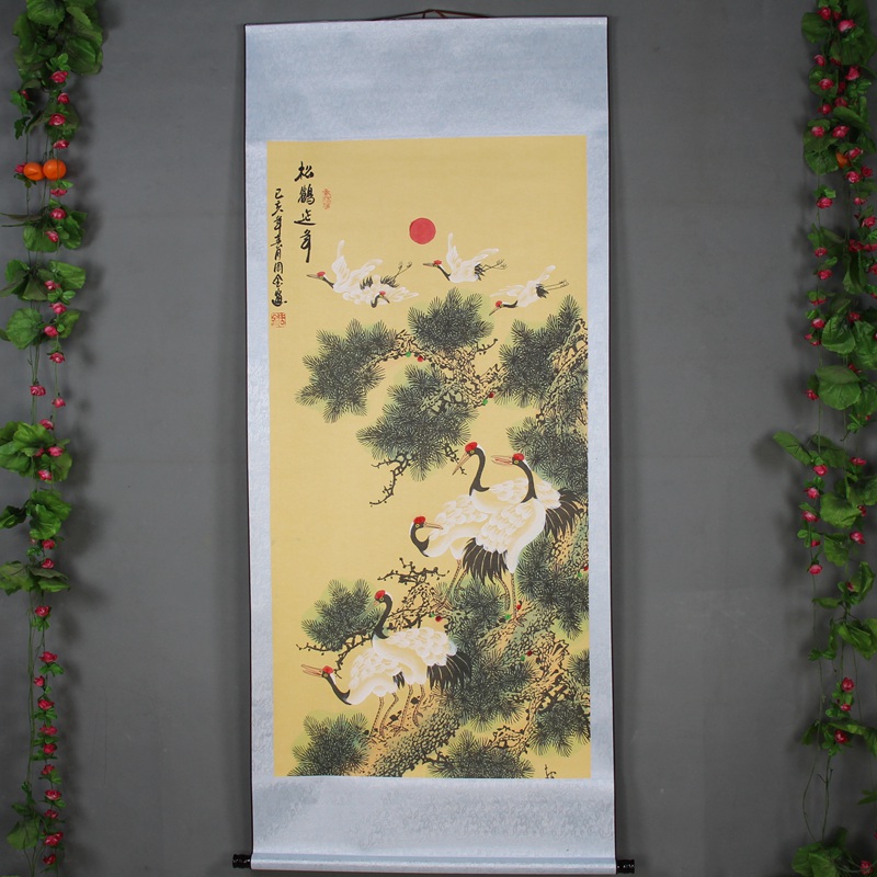 New product Chinese style framed calligraphy and painting famous people hanging painting country painting rural foyer painting decoration painting pine Jiuhe Upper sun