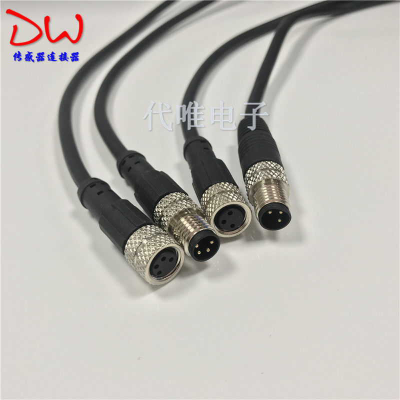 M8 connector 3-core 4-core 5-pin male 6-hole female PVC high flexible wire to plug-in sensor connector