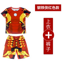 Childrens summer new short-sleeved T-shirt suit Spider-Man Iron Man Beauty Armor Warriors sleeping clothes