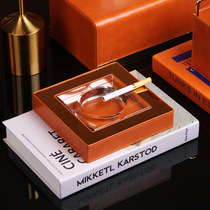 Nordic light luxury fashion personalized crystal leather ashtray creative home living room coffee table high-end decoration ornaments