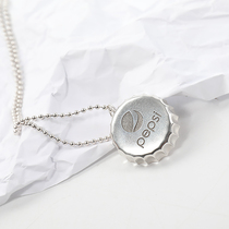 Pure Silver Beer Cover Coke Bottle Cap Necklace Custom s999 Foot Silver Personality Couple Presents to figure the photo lettering