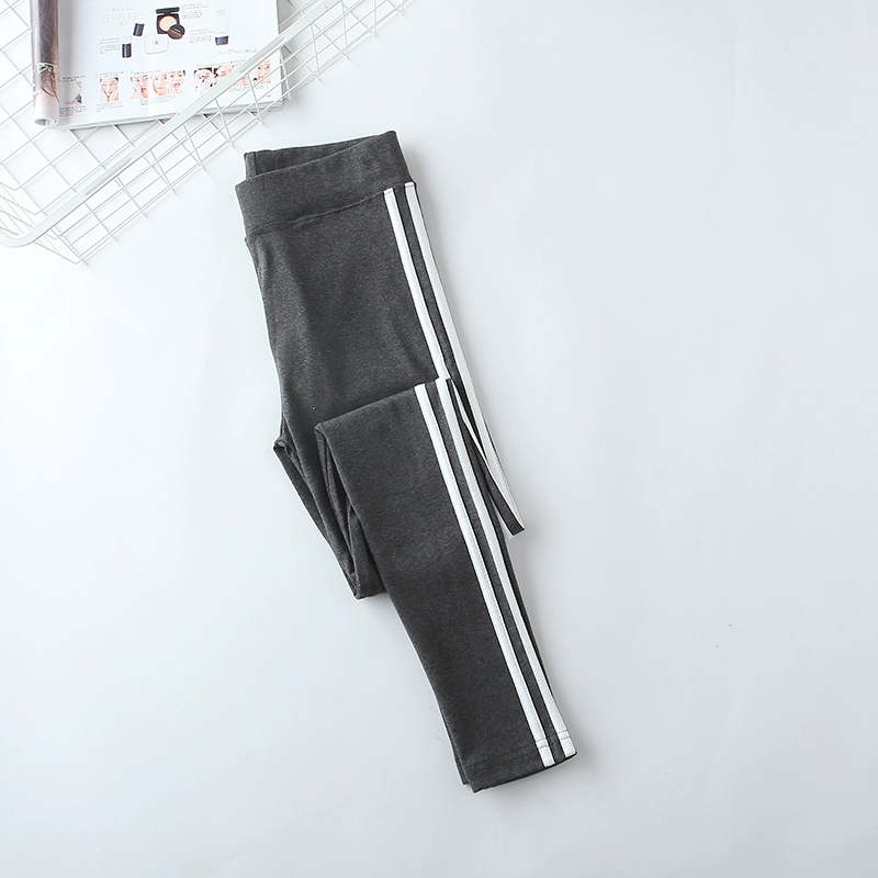 Quần legging cotton thể thao hai dây mùa xuân và mùa hè mỏng mẫu nữ mặc áo sọc dọc bó sát skinny 9 điểm chân quần - Khởi động cắt