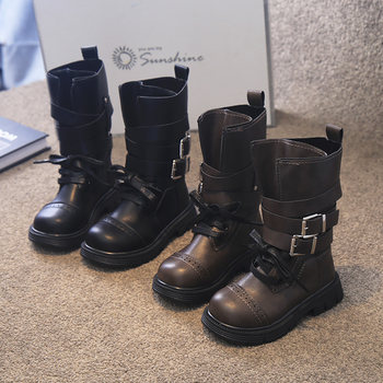 Children's Boots, Motorcycle Boots, Fashion Show 2025 Autumn and Winter Models, Thin Velvet, Double Cotton Mid-Calf Boots, Boys and Girls Martin Boots