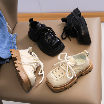 Spring and summer children's hollow loafers large toe leather shoes