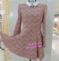 European station broken code 2021 women Spring New Korean version slim jacquard lace dress long sleeve dress 33002