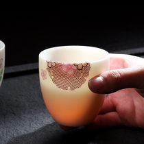 Sheep fat jade tea cup Single cup Dehua white porcelain Kung Fu tea set Ceramic small teacup Tea cup Sheep fat jade Teacup