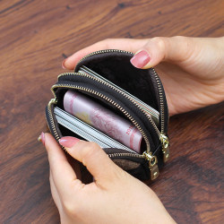 Double-layer zipper short shell coin purse mini high-end exquisite small handbag key bag niche design coin bag