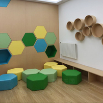 Hexagon Soft Bag Stool Kindergarten Early School Mall Children Profiled Composition Software Short Stool stool PU little leather stool