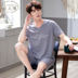 Bộ đồ ngủ mens Summer Mẫu cotton lụa ngắn tay áo quần short mens mùa hè mỏng mất trung niên cỡ lớn nhà phù hợp. 