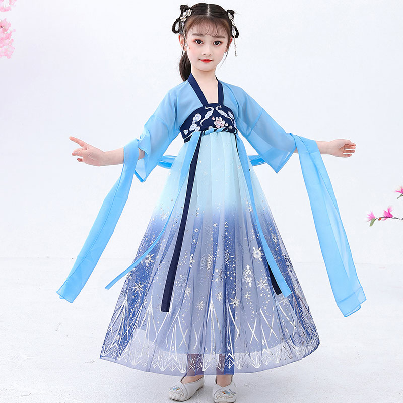 Hanfu Girls Summer Dress 2022 New Middle Country Wind Ancient Dress Superfairy Girl Performance Dress Children Don'S Princess Dresses-Taobao
