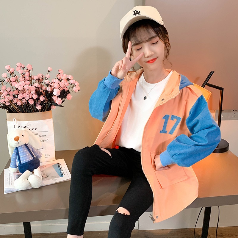 Girl Foreign Pie Spring Dress 2021 New Canvas Denim Jacket Collage Korean Version Girl CUHK Girl Scout Costume Tide