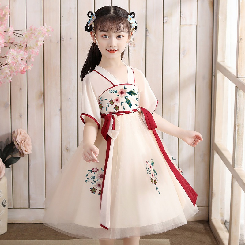 South Korean girl's summer dress foreign dress 2021 new summer style children's hanfu girl foreign princess dresses dress dresses
