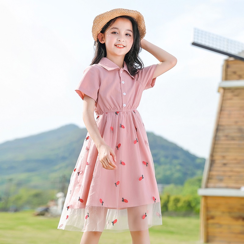 South Korea's Korean version of girls' foreign dress 2021 new CUHK child foreign pie dress Sharnet red girl princess dress