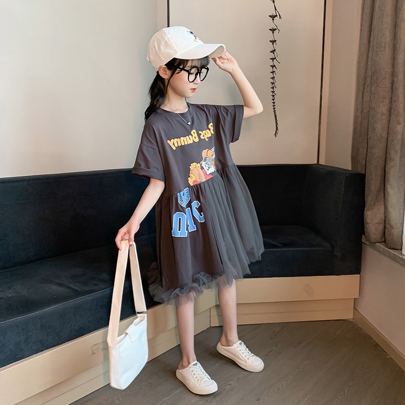 Korean girls dress summer dress 2022 new Korean children in summer yarn yarn gas pure cotton skirt