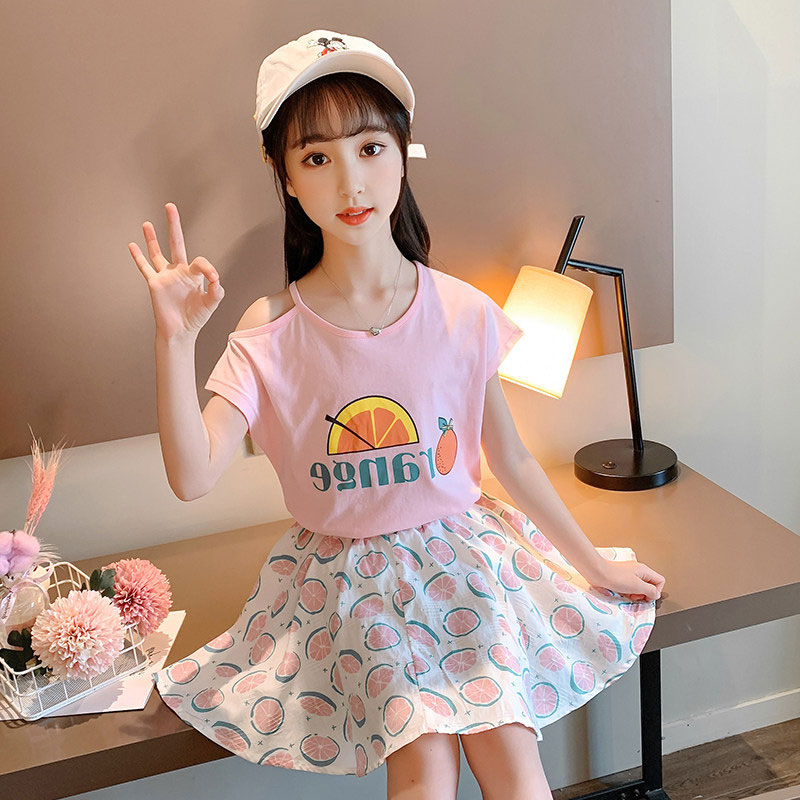 South Korean girl suit nets red ocean girl 2022 new summer short sleeves half body dress, two sets damp-Taobao