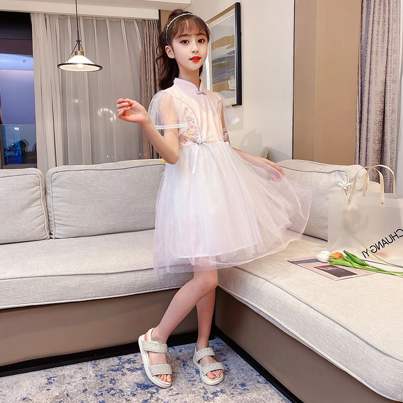 South Korean girl's dress for dress and summer clothing new 2022 Summer children's retro qipao Han clothes online dress girl princess skirt-Taobao