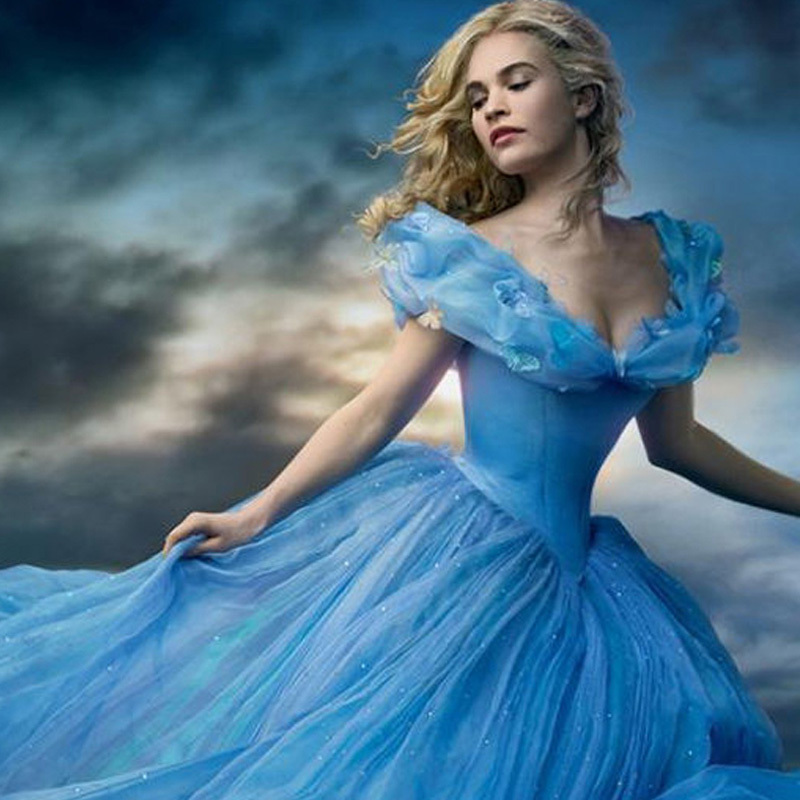 Disney Cinderella Blue Wedding Dress Cinderella 18-Year-Old Adult Art Exam Evening Dress Birthday Princess Tutu Skirt