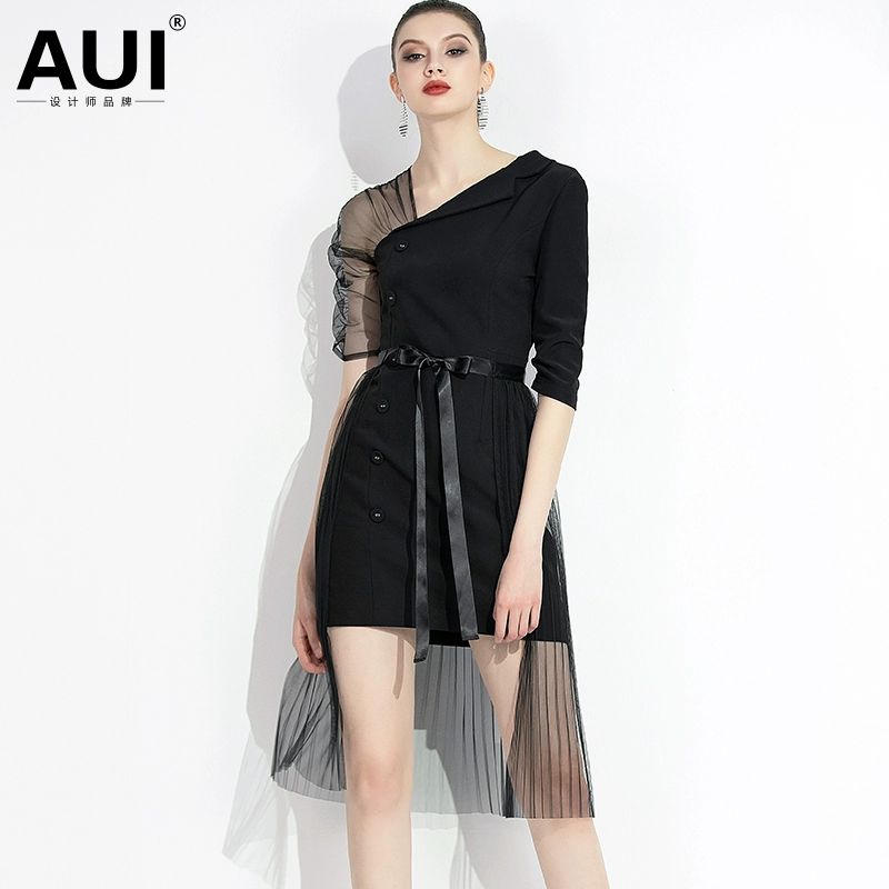 Châu Âu ga mùa xuân năm 2021 mới Âu Mỹ phong cách quần áo phụ nữ Châu Âu hợp thời trang màu đen phương tây thiết kế thời trang - váy đầm