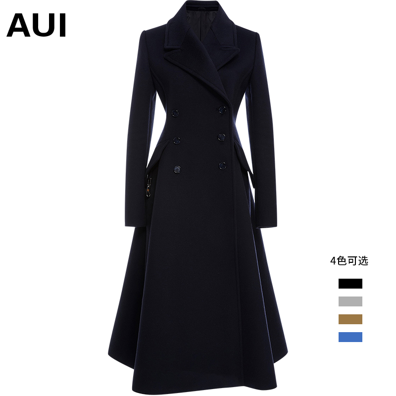 Long woolen coat women's autumn and winter 2021 New temperament women's black slim wool suit woolen coat