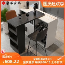 Light luxury Rock board bar counter modern simple stretch pull type rotating home cabinet table bar chair combination island table wall partition